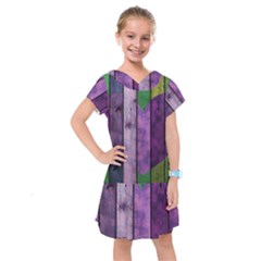 Wood Wall Heart Purple Green Kids  Drop Waist Dress by snowwhitegirl