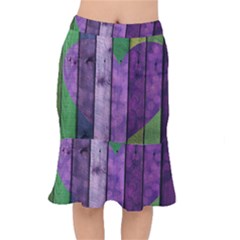 Wood Wall Heart Purple Green Mermaid Skirt by snowwhitegirl