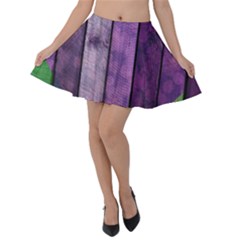 Wood Wall Heart Purple Green Velvet Skater Skirt by snowwhitegirl