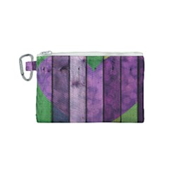 Wood Wall Heart Purple Green Canvas Cosmetic Bag (small) by snowwhitegirl