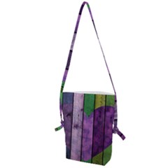 Wood Wall Heart Purple Green Folding Shoulder Bag by snowwhitegirl