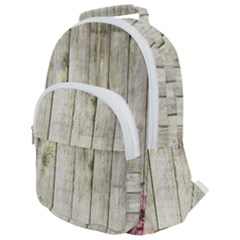 Floral Wood Wall Rounded Multi Pocket Backpack