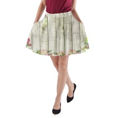 Floral Wood Wall A-line Pocket Skirt by snowwhitegirl