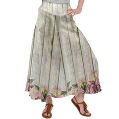 Floral Wood Wall Satin Palazzo Pants