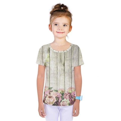 Floral Wood Wall Kids  One Piece Tee by snowwhitegirl