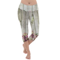 Floral Wood Wall Lightweight Velour Capri Yoga Leggings by snowwhitegirl