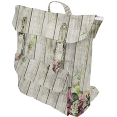 Floral Wood Wall Buckle Up Backpack