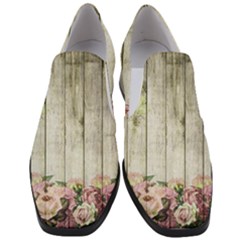 Floral Wood Wall Slip On Heel Loafers