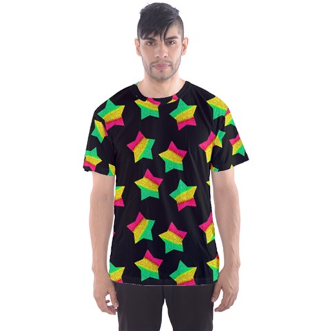 Ombre Glitter Pink Green Star Pat Men s Sports Mesh Tee by snowwhitegirl