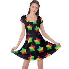 Ombre Glitter Pink Green Star Pat Cap Sleeve Dress by snowwhitegirl