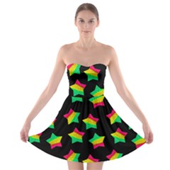 Ombre Glitter Pink Green Star Pat Strapless Bra Top Dress