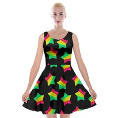 Ombre Glitter Pink Green Star Pat Velvet Skater Dress by snowwhitegirl