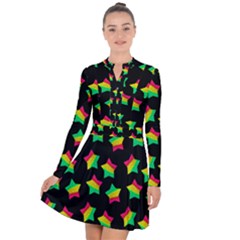 Ombre Glitter Pink Green Star Pat Long Sleeve Panel Dress by snowwhitegirl