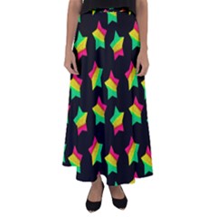 Ombre Glitter Pink Green Star Pat Flared Maxi Skirt by snowwhitegirl