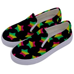 Ombre Glitter Pink Green Star Pat Kids  Canvas Slip Ons by snowwhitegirl