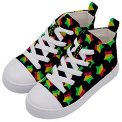 Ombre Glitter Pink Green Star Pat Kids  Mid-top Canvas Sneakers by snowwhitegirl