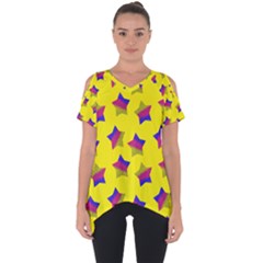 Ombre Glitter  Star Pattern Cut Out Side Drop Tee by snowwhitegirl