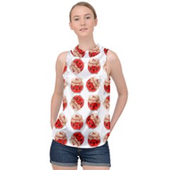 Kawaii Jam Jar Pattern High Neck Satin Top by snowwhitegirl