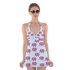 Pink Flower Elephant Halter Dress Swimsuit  by snowwhitegirl