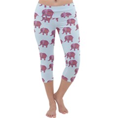 Pink Flower Elephant Capri Yoga Leggings by snowwhitegirl