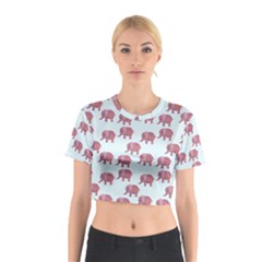 Pink Flower Elephant Cotton Crop Top by snowwhitegirl