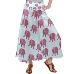 Pink Flower Elephant Satin Palazzo Pants by snowwhitegirl