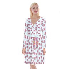 Pink Flower Elephant Long Sleeve Velvet Front Wrap Dress by snowwhitegirl