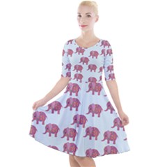 Pink Flower Elephant Quarter Sleeve A-line Dress by snowwhitegirl