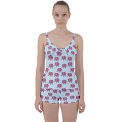 Pink Flower Elephant Tie Front Two Piece Tankini by snowwhitegirl