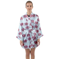 Pink Flower Elephant Long Sleeve Kimono Robe by snowwhitegirl