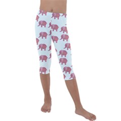 Pink Flower Elephant Kids  Lightweight Velour Capri Leggings  by snowwhitegirl