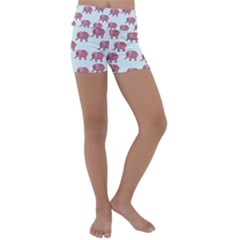 Pink Flower Elephant Kids  Lightweight Velour Yoga Shorts by snowwhitegirl