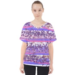 Abstract Pastel Pink Blue V-neck Dolman Drape Top by snowwhitegirl