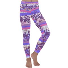 Abstract Pastel Pink Blue Kids  Lightweight Velour Classic Yoga Leggings