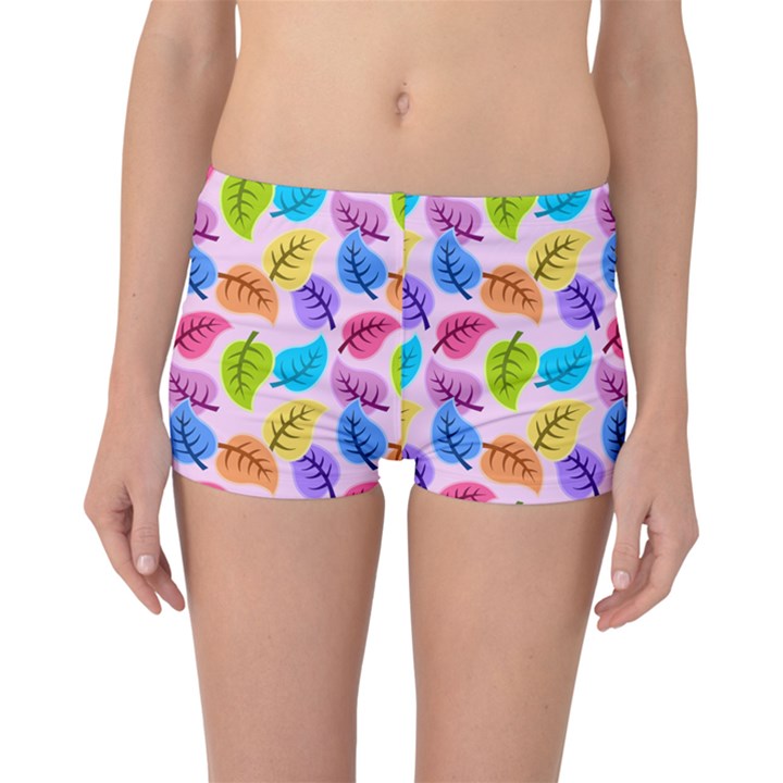 Colorful Leaves Boyleg Bikini Bottoms