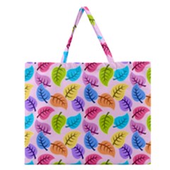 Colorful Leaves Zipper Large Tote Bag by snowwhitegirl