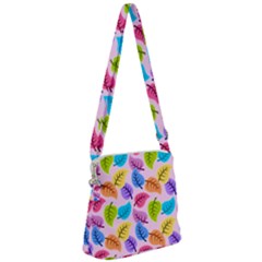 Colorful Leaves Zipper Messenger Bag