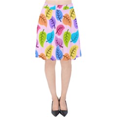 Colorful Leaves Velvet High Waist Skirt by snowwhitegirl