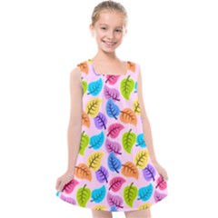 Colorful Leaves Kids  Cross Back Dress