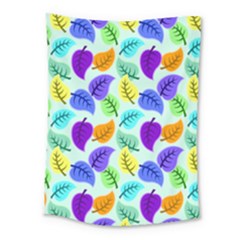 Colorful Leaves Blue Medium Tapestry by snowwhitegirl