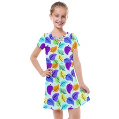 Colorful Leaves Blue Kids  Cross Web Dress by snowwhitegirl