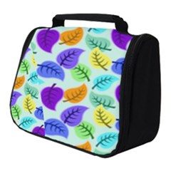 Colorful Leaves Blue Full Print Travel Pouch (small)