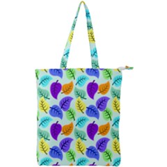 Colorful Leaves Blue Double Zip Up Tote Bag by snowwhitegirl