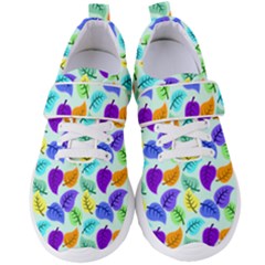 Colorful Leaves Blue Women s Velcro Strap Shoes by snowwhitegirl