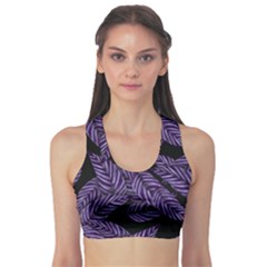 Tropical Leaves Purple Sports Bra by snowwhitegirl