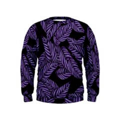 Tropical Leaves Purple Kids  Sweatshirt by snowwhitegirl