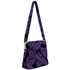 Tropical Leaves Purple Zipper Messenger Bag by snowwhitegirl