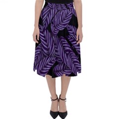 Tropical Leaves Purple Classic Midi Skirt