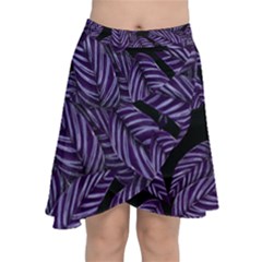 Tropical Leaves Purple Chiffon Wrap Front Skirt by snowwhitegirl