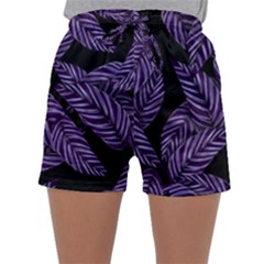 Tropical Leaves Purple Sleepwear Shorts by snowwhitegirl